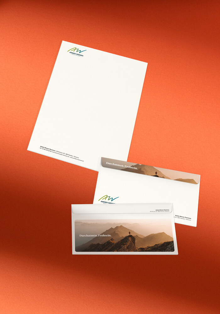 Briefbogen und Couverts mit Landschaftsbildern