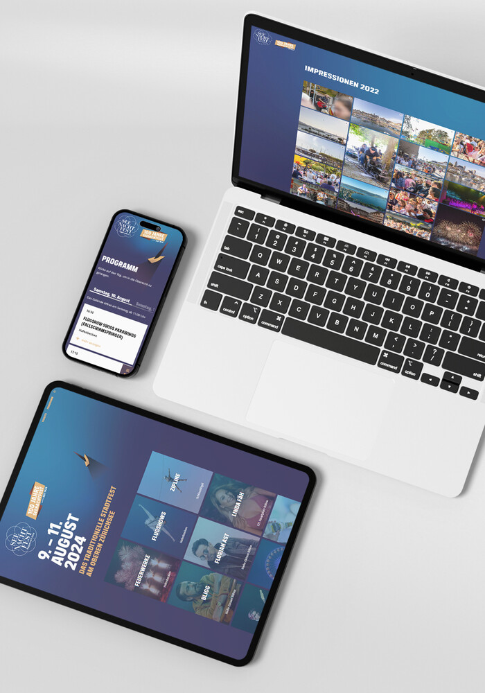 Die Website auf Laptop, Tablet und Telefon
