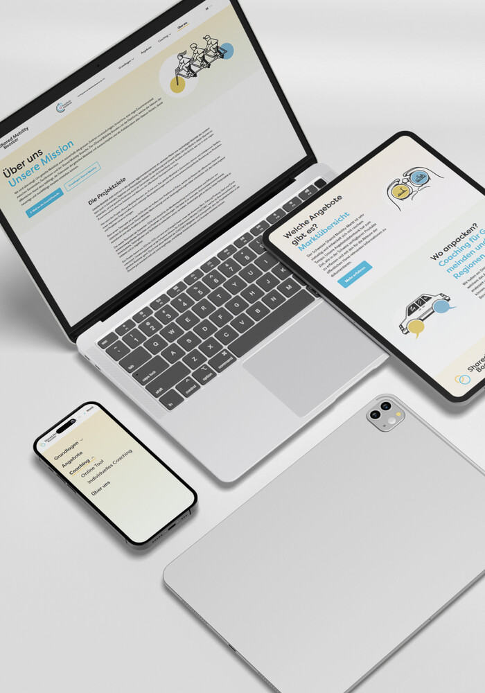 Die Website auf Bildschirm, Tablet und Telefon